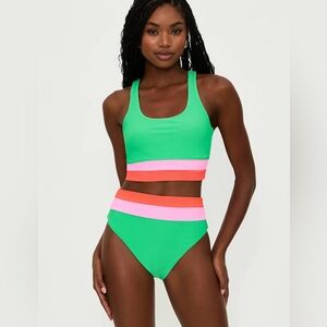 NEW Beach Riot Heidi Bottom in Island Green Colorblock Size Small
